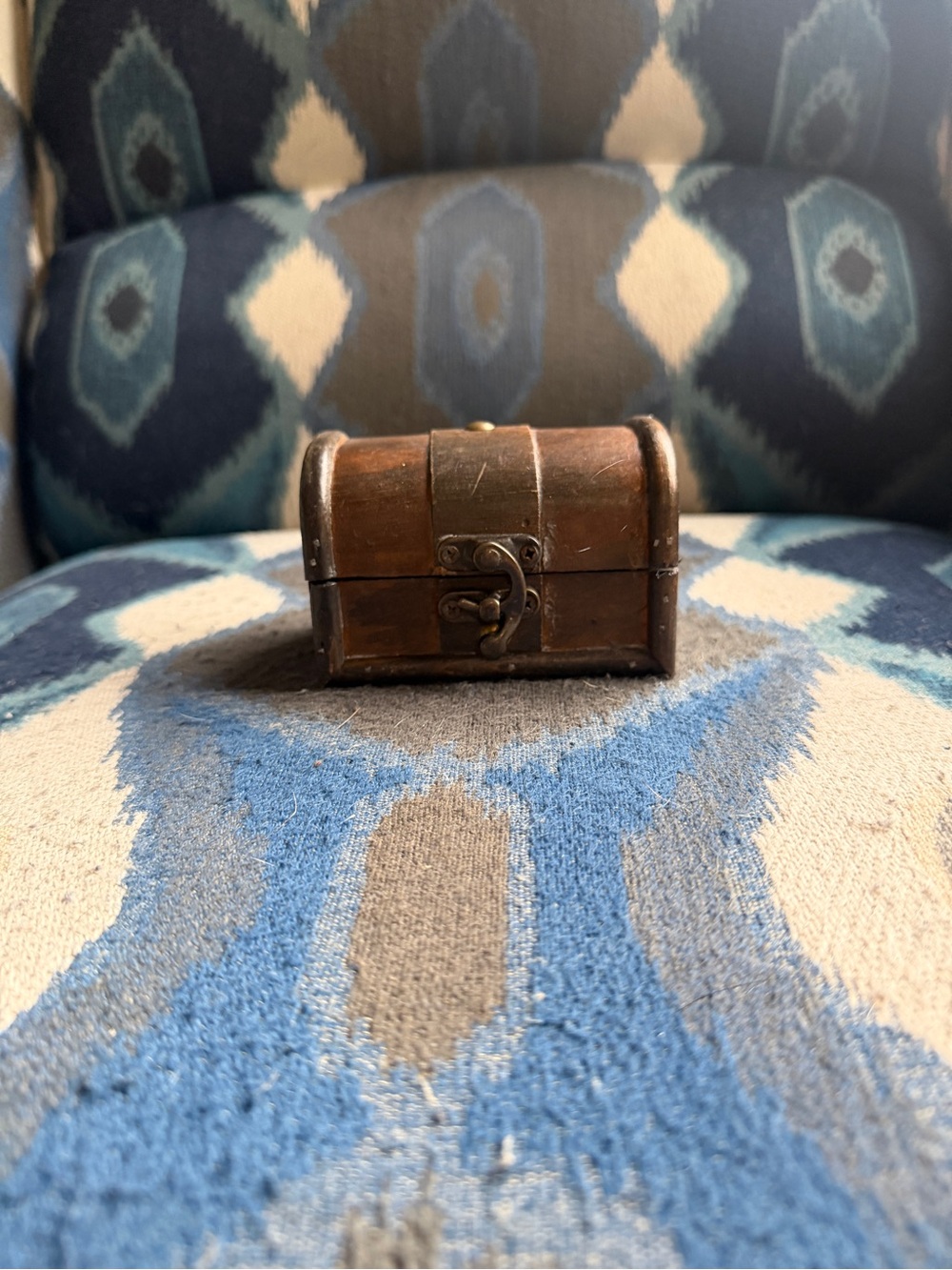 Vintage Small Wooden Treasure Chest Decorative Box - Brown